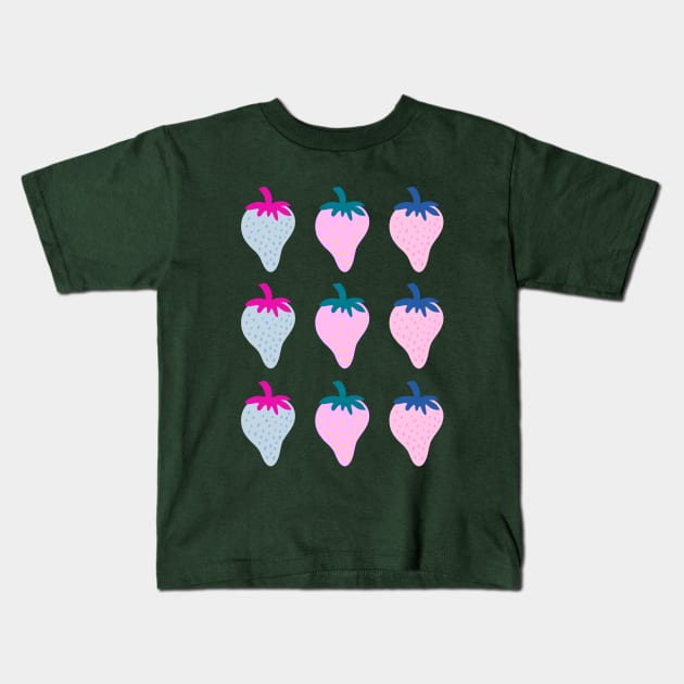 Colourful Strawberries Kids T-Shirt by annysart26